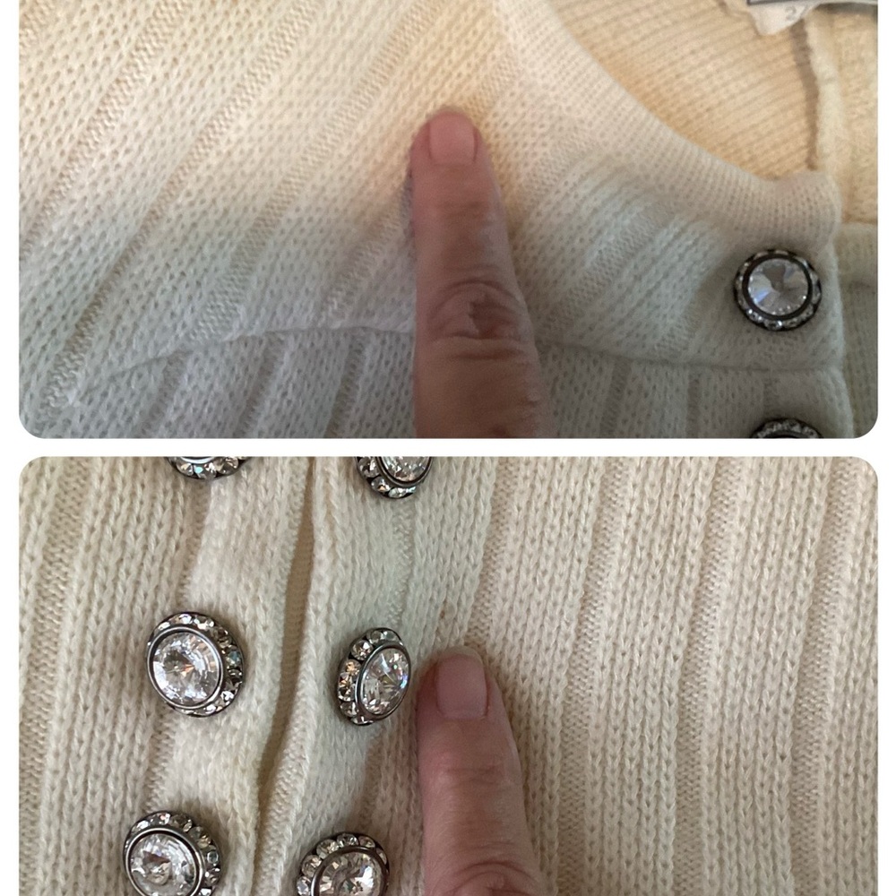 Valentino Ribbed Cardigan Rhinestone Buttons S - Picture 7 of 7